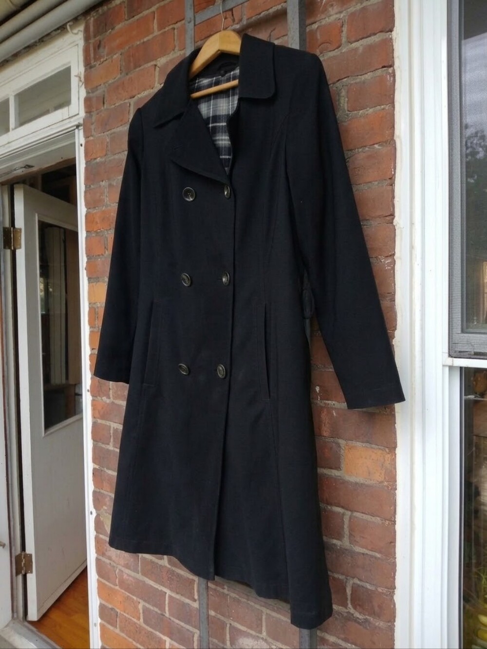 Women’s Black Double-Breasted Coat - Classic Trench Style